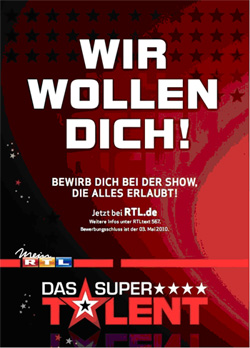 Kandidaten für die 4. Staffel "Das Supertalent" gesucht